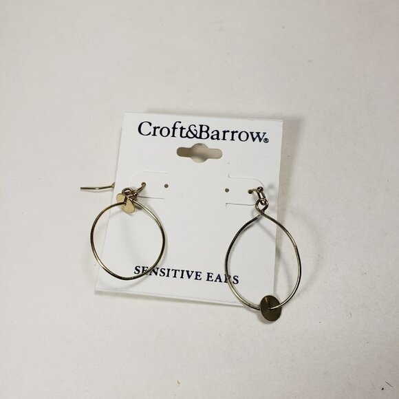 Croft and Barrow Gold tone Hoop Design Drop Earrings - Women's Fashion Jewelry - Picture 4 of 5
